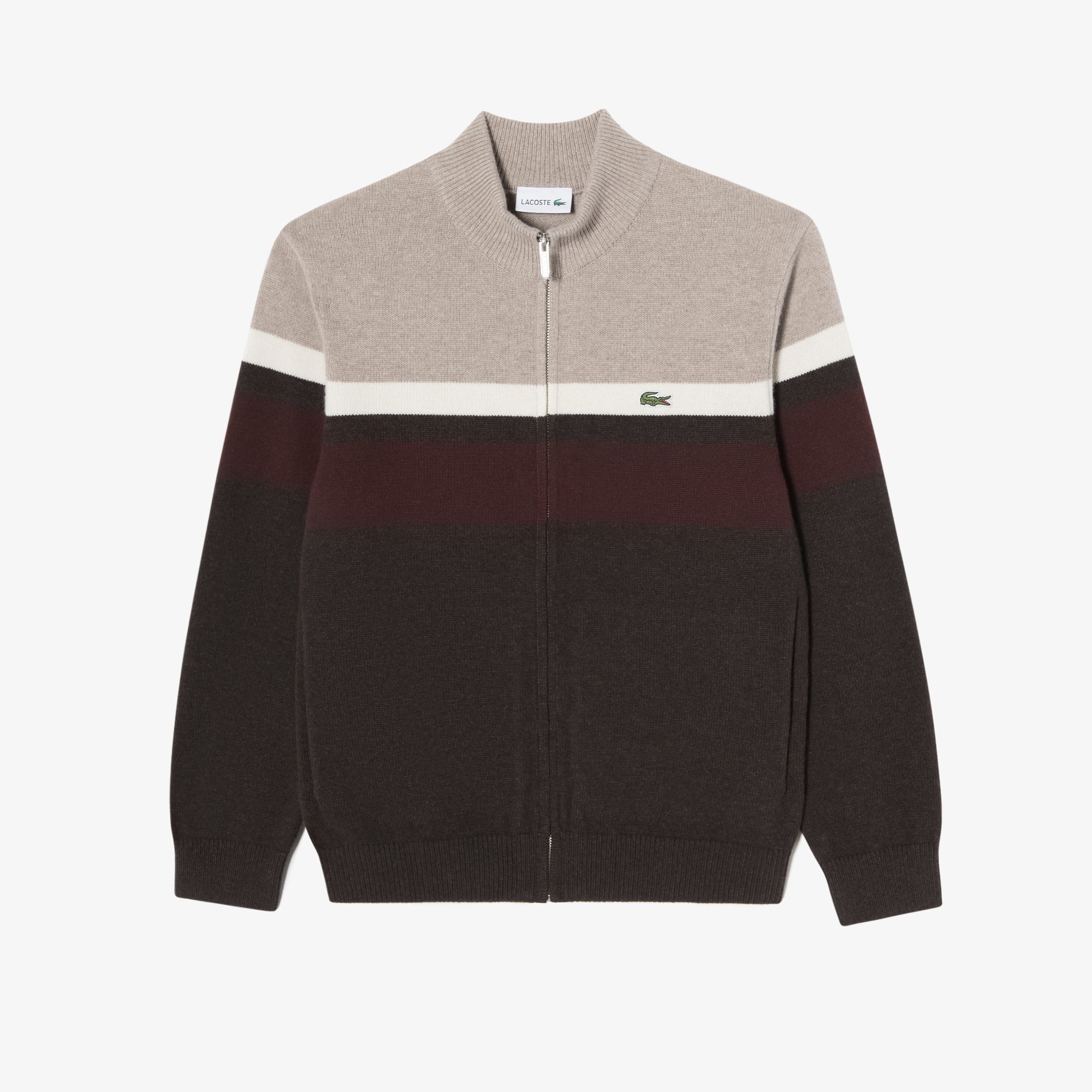 LACOSTE-[라코스테 공식] 남성 하이넥 컬러블럭 가디건 AH701E-54N SHI